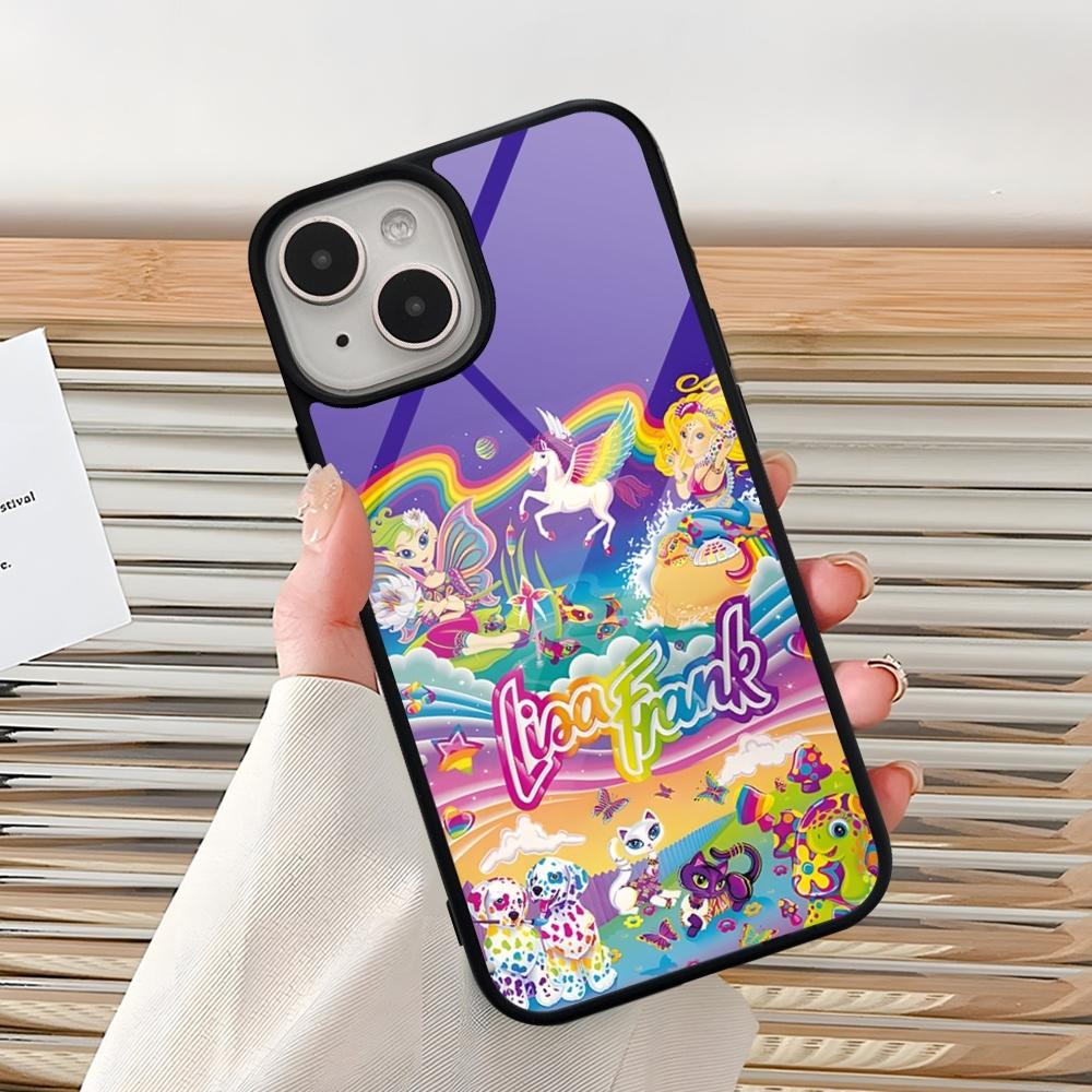 Lisa Frank Tiger Horse Dog Cat Phone Case For Iphone 16 Pro 15 Pro Max 14 12 11 13 Mini 8 7 Plus X Xs XR PC+TPU Design Cover