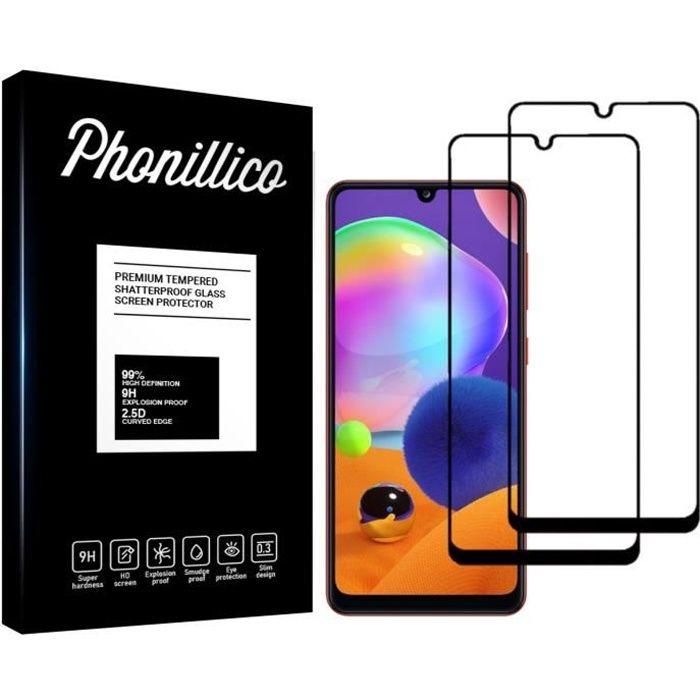 Protective Film - PHONILLICO - Samsung Galaxy A31 - Pack of 2 - Tempered Glass - Black Edge