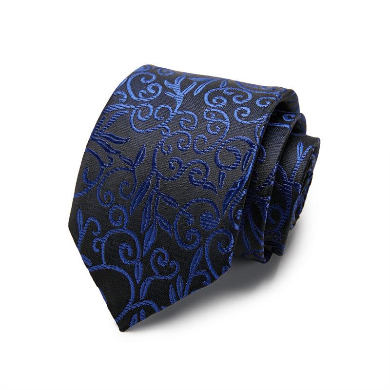 Men's 7.5cm Jacquard Polyester Striped Tie for Formal Business or Interviews