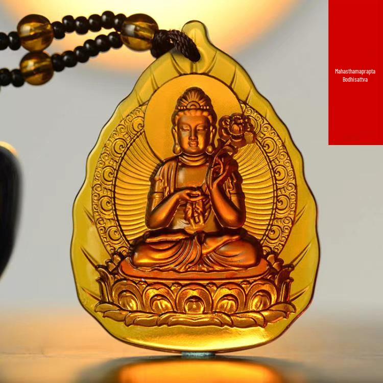 Glazed Pendant: Eight Guardian Deities, Zodiac Birth Buddha, Thousand-Hand Guanyin, Manjushri Bodhisattva Necklace