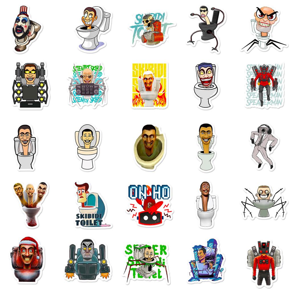 50 Spoof Toilet Man Stickers Personality Games Creative Toilet Man And Monitor Man Graffiti