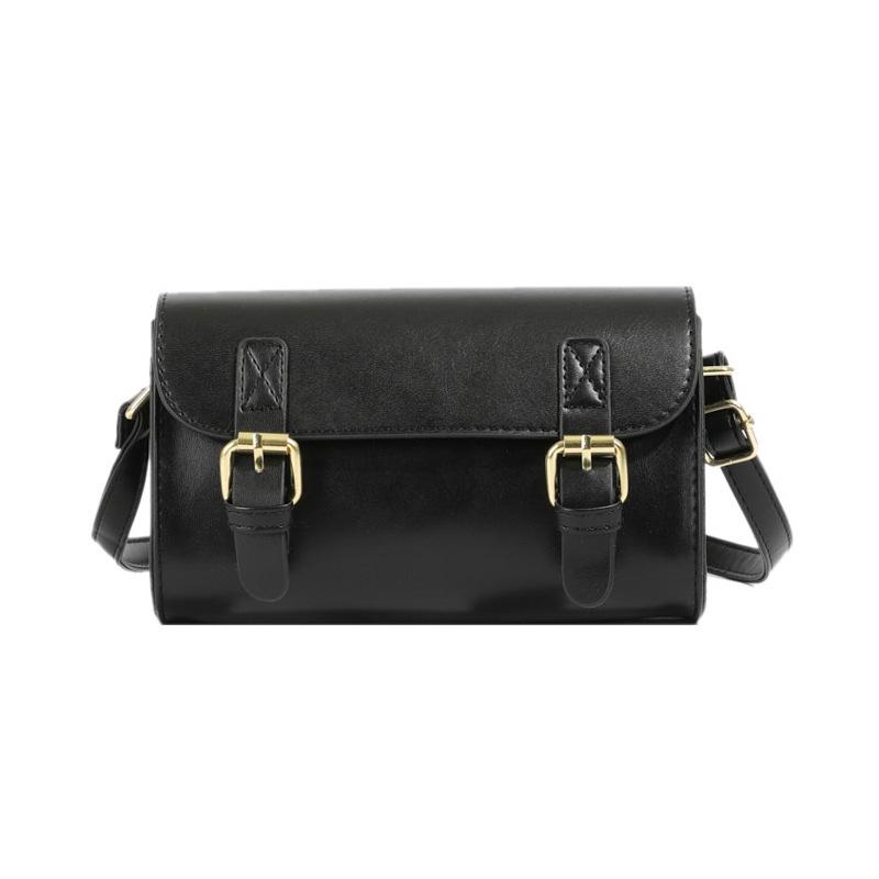 

Женская сумка в европейском и американском стиле в стиле ретро 2024 года, новая контрастная цветная поясная декоративная пряжка, маленькая квадратная сумка, фактура сумки-мессенджера чёрный