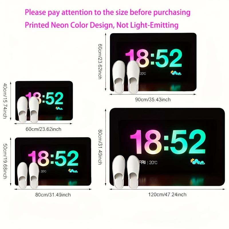 VIKAMA Digital Clock Welcome Mat Washable Anti-Slip Kitchen Carpet Bathroom Bedroom Floor Mat Home Decoration