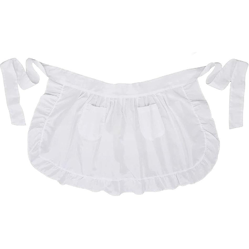 Damen Halbschürze mit zwei Taschen Weiße Haube Pilgerhut Kolonialhut Handmaid's Tale Kostüm Koloniales Kleid