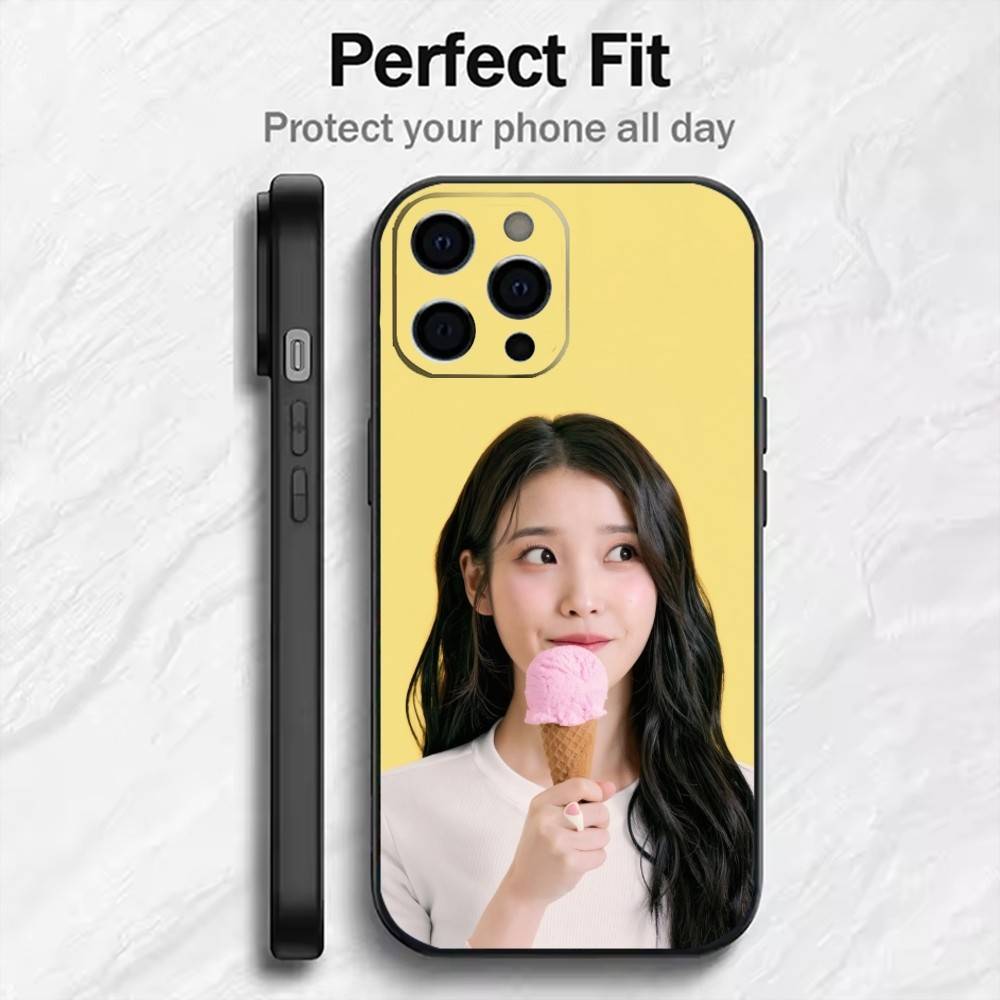 I-U J-Ji-eun Lee-e Printing Phone Case For iPhone17,16,15,14,13,12 Plus,Max Soft Silicone Black Cover