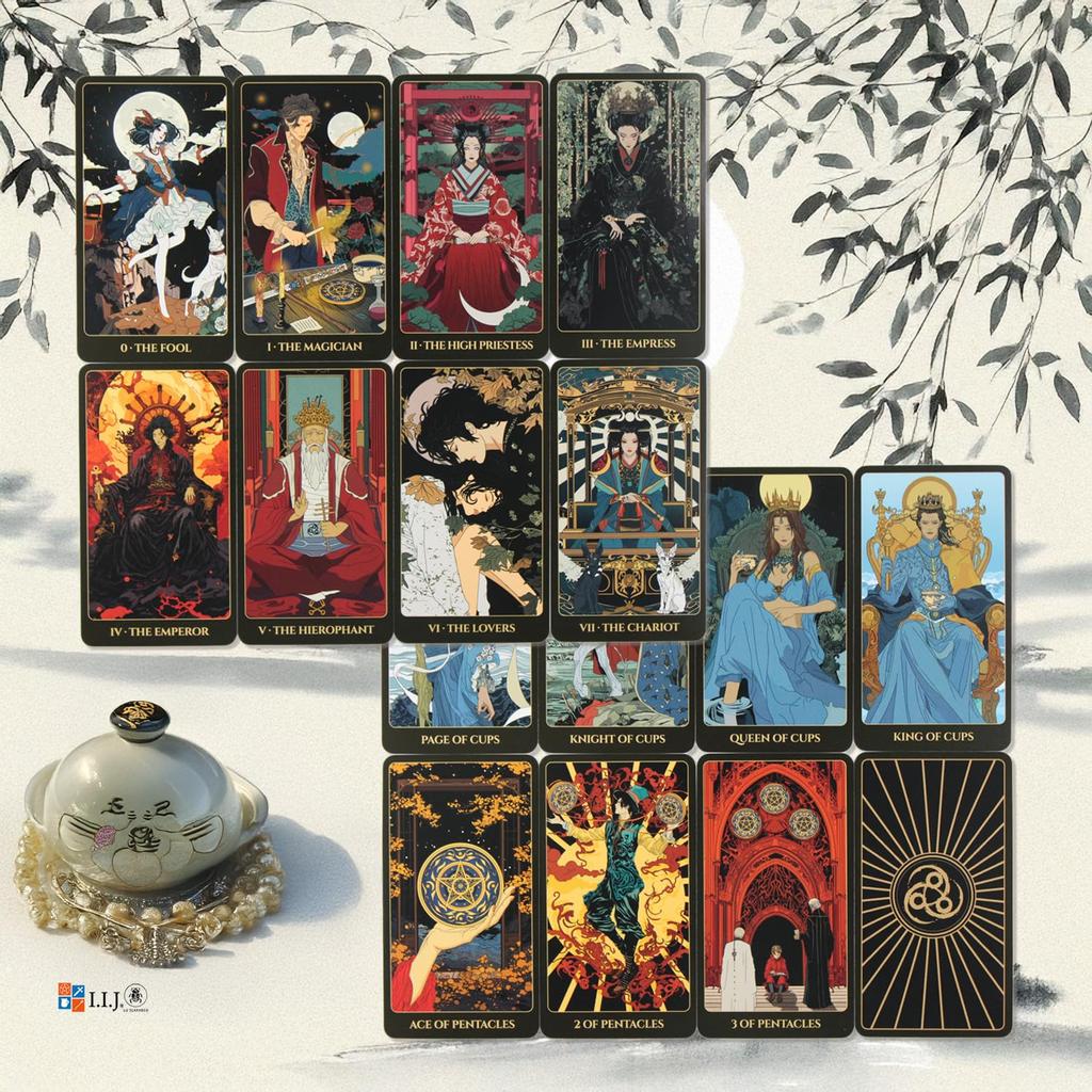 I.I.J Ukiyo Tarot Waite Edition 78-Card Tarot Cards, Tarot Reading, with Japanese Instructions, Authentic Product