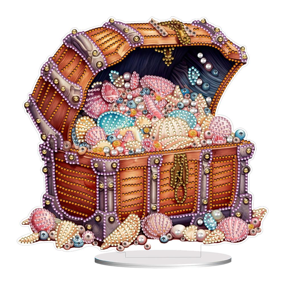 

2D Flat Pearl Treasure Box DIY 5D DIY Diamond Art Tabletop Decorations Single Sided Drill Special Shape Bedroom Table Decoration