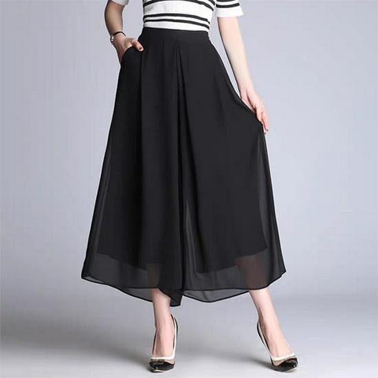 

Women s Plus Size Chiffon Skirt Pants: Lightweight, Draped, Wide-Leg, Elastic High Waist, Loose Fit, Casual Summer Wear S, Up to 100 Jin