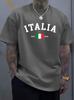 Unisex O Neck Tee Italia Italy Flag Est 1946 Letter Print Cotton Short Sleeve Loose Summer Breathable Daily Casual Basic Wear Top