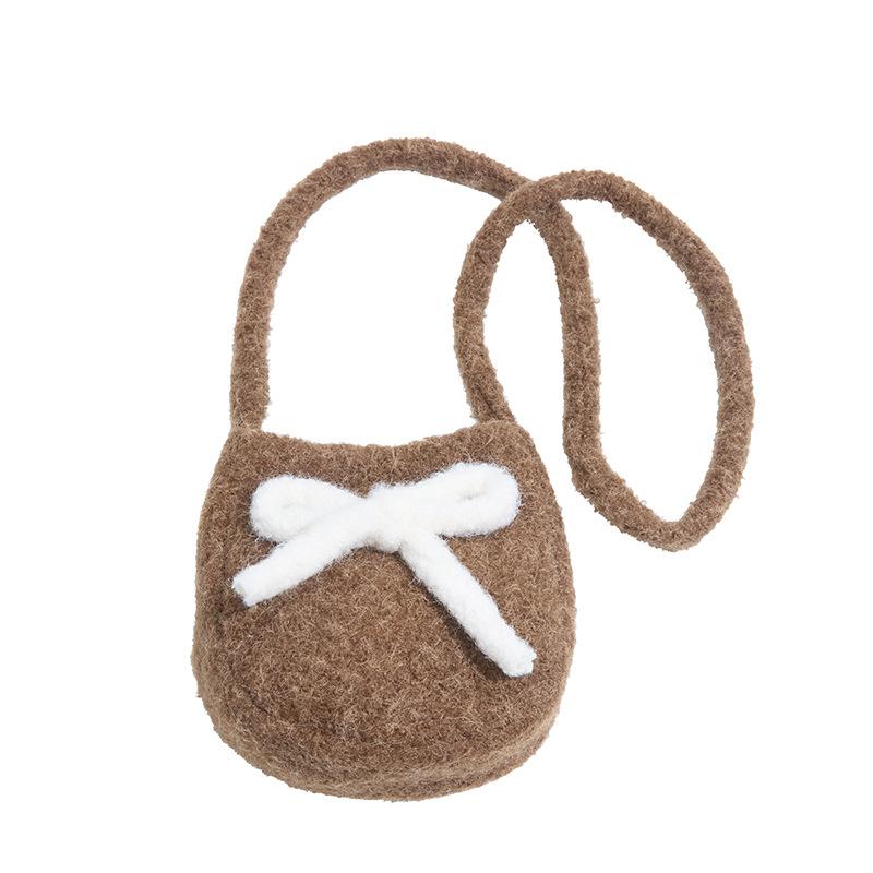 Plush Bow Shoulder Messenger Bag New Versatile Casual Fashion Shoulder Bag