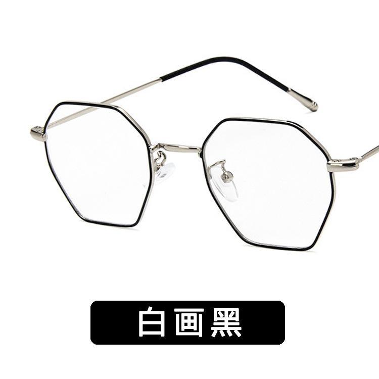 New metal polygonal glasses frame retro literary irregular flat mirror can be matched with myopia