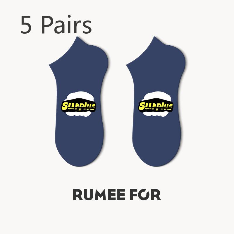 

5 пар женских летних трендовых носков-лодок с дезодорантом для занятий спортом на открытом воздухе 5 Pairs темно-синий