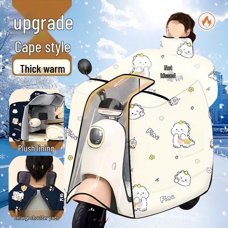 Winter Fleece Lined Windshield Cape: Thickened Windproof Cover for Neck, Shoulder Protection, Warmth & Cold Retention