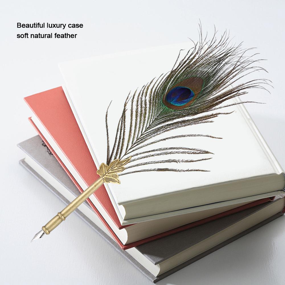 Vintage Retro Feather Dip Pen Stainless Steel Nibs Calligraphy Writing Pen Gift