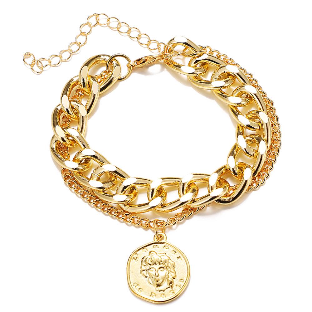 Retro Thick Chain Bracelet Set - Retro Bracelets - Women's Hand Chain Set