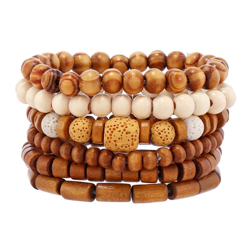 Vintage Bohemian Style Beaded Men'S Bracelets Multilayer Wood Beaded Coconut Beaded Chain Jewelry Accessories Gifts