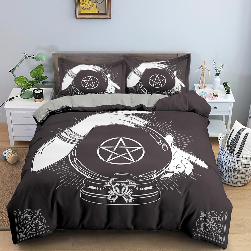 Divination Theme Duvet Cover Set Polyester Bedding Set Moon Sun Constellation Pattern King Queen Twin Size For Boys Girls Teens