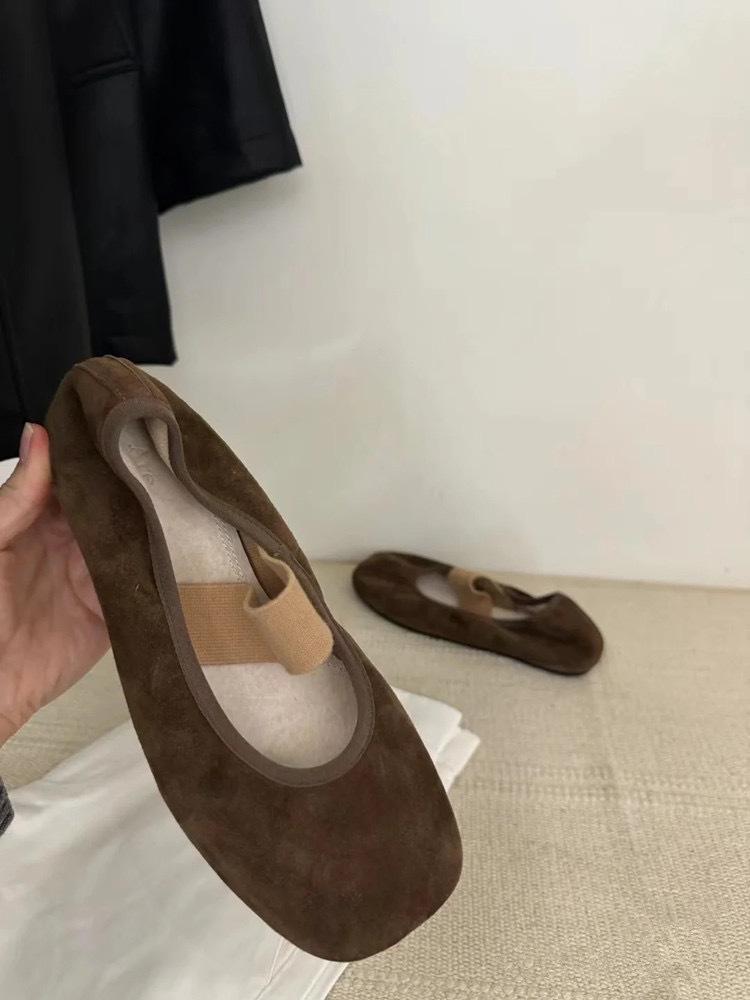 

Кожаные ретро нишевые замшевые туфли-балетки с квадратным носком и неглубоким вырезом, удобные, на плоской подошве, туфли Мэри Джейн, женская обувь 40
