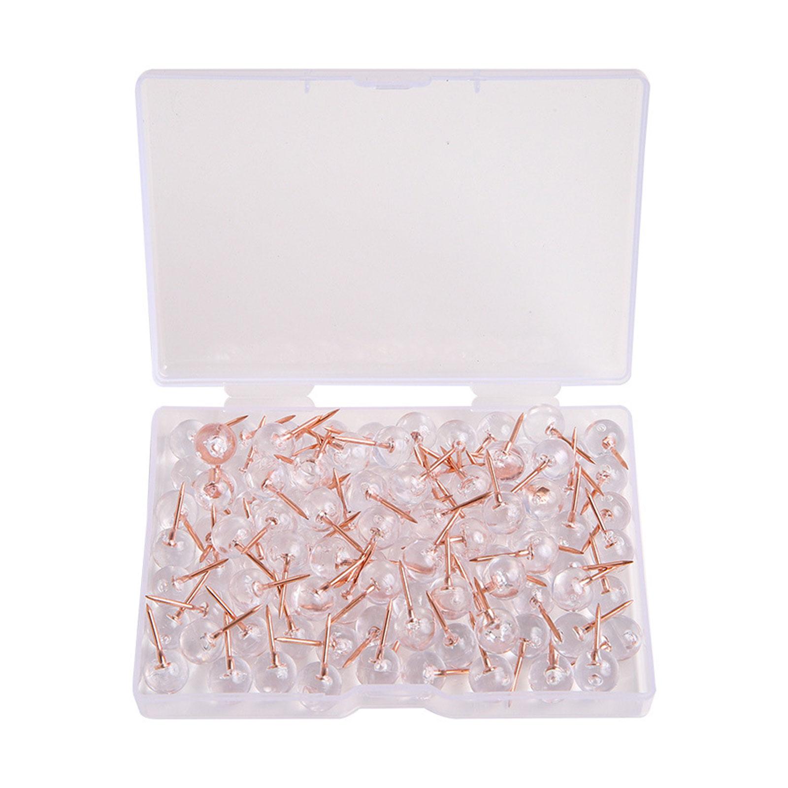 

100 шт. розово-золотых кнопок большого размера с прозрачной круглой головкой, элегантный дизайн, набор кнопок для досок объявлений и поделок