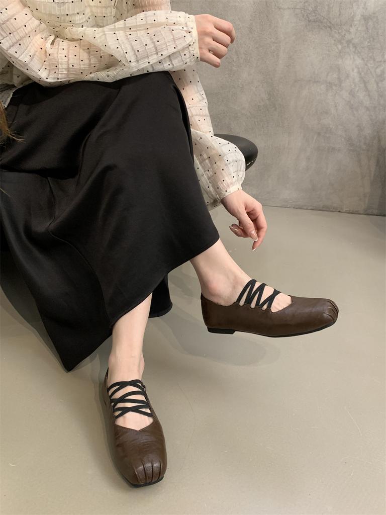 Woman Simple Shoes Square Toe Mary Jane Spring Vintage Shoes Ladies Daily Retro Flats Autumn Footwear Slip On Women Loafers