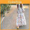 Blomstret Mesh Maxi Skirt Til Kvinder Forår Sommer Polyester Flydende Elegant Afslappet Tøj