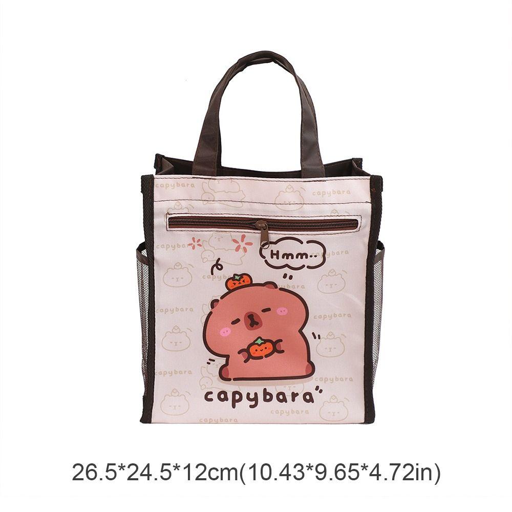 Portable Capybara Handbag Double-layer Cartoon Document Bag Cartoon Capybara Tutoring Bags