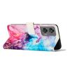 For Motorola Moto G35 5G Stand Case Marble Pattern PU Leather Wallet Phone Cover with Wrist Strap