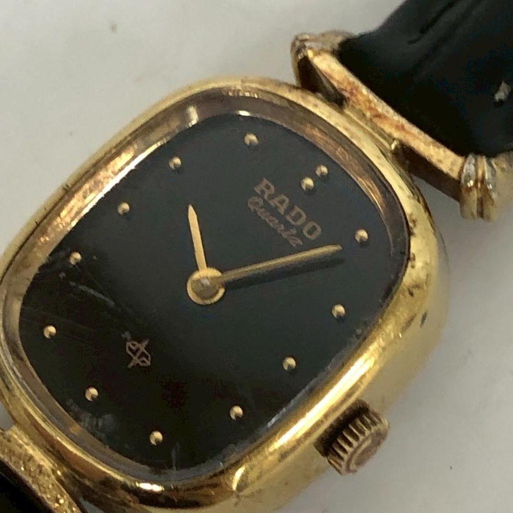 Used RADO Watch Ladies Quartz Vintage Oval Gold Black Brand Antique Watch Luxury Gold