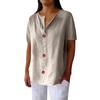 Spring Autumn New Women's Loose V-neck Button T-shirt Comfortable Casual Blouse Top