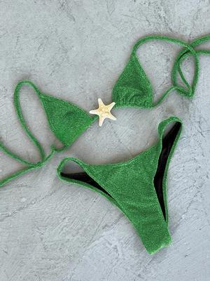 2026 New Sexy Low Waisted Bikini Set Swimsuit Starfish Swimwear Women Solid Strappy Beachwear Bathing Suits Brazilian Biquini