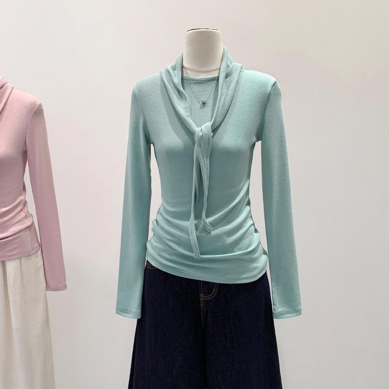 Women's Autumn/Winter 2025 Scarf Bow Tie Lace-up T-shirt