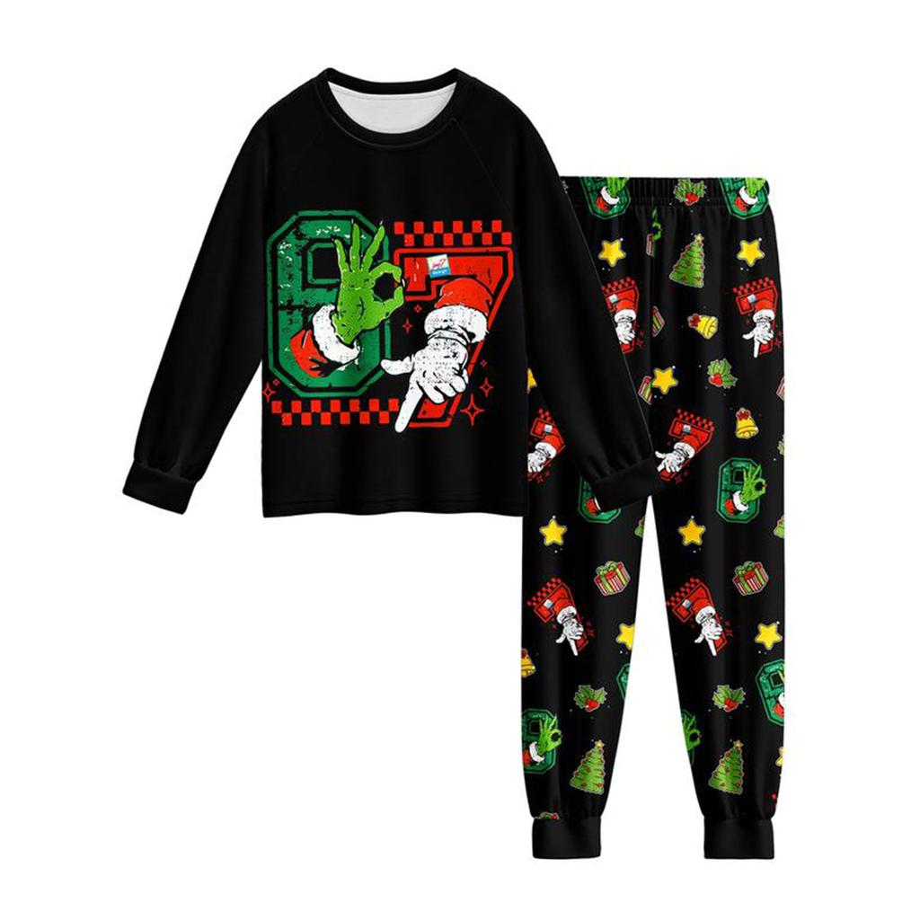 67 Dětská módní sada: Top s dlouhým rukávem a kulatým výstřihem a kalhoty