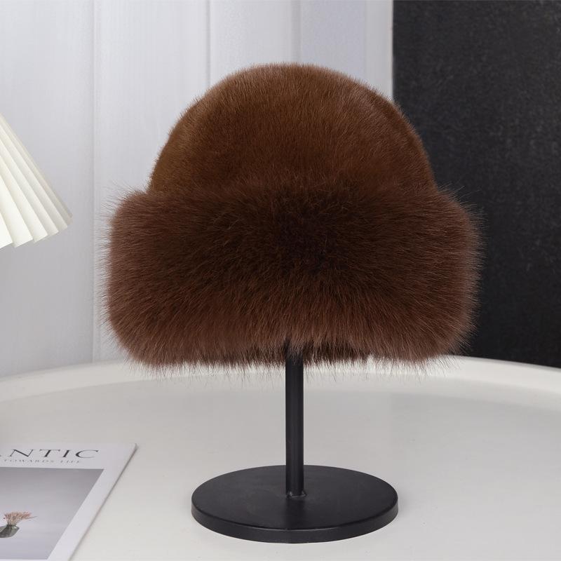 Female Winter New Thickened Warm Cold Imitation Fur Simple Fashion Imitation Mink Hair Fisherman Hat Ladies Hat