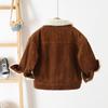 Korean Style 2025 Kids' Fleece-Lined Corduroy Jacket – Trendy & Warm Winter Top for Boys and Girls