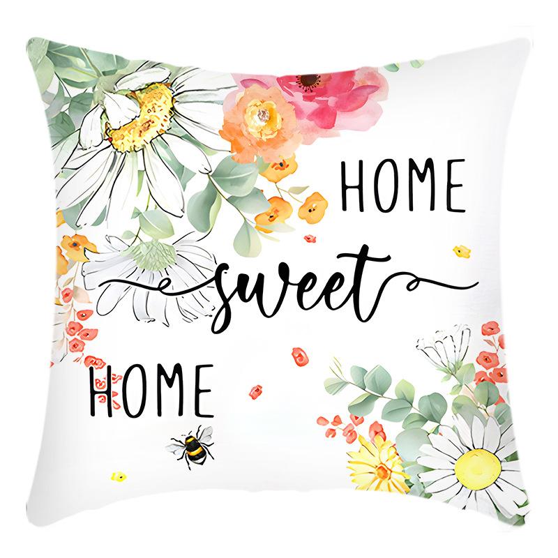 Fashionable Spring Flower Spring Elements Pillow Cover Linen Flower Cushion Pillow Cover
