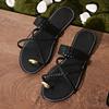 Fashion Gold Clip Toe Sandals Women 2026 Summer Flat Heels Beach Flip Flops Woman Plus Size 43 Lightweight Outdoor Slippers
