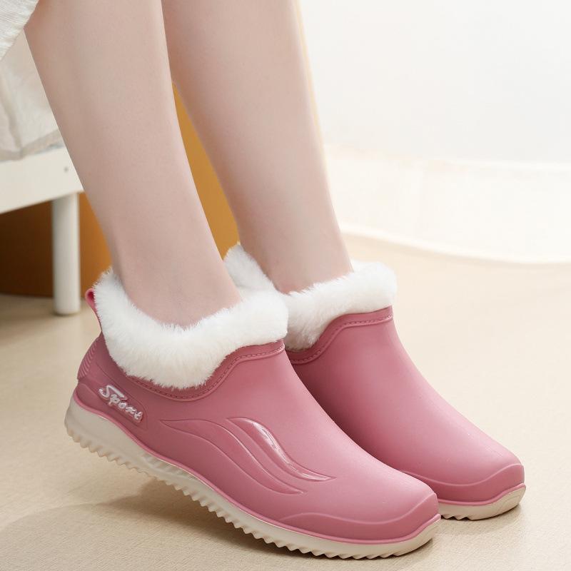 European and American Shallow Mouth Rain Shoes Female Internet Celebrity Fashion Low-top Short Tube Non-slip Waterproof Shoes Kitchen Work Rubber Shoe