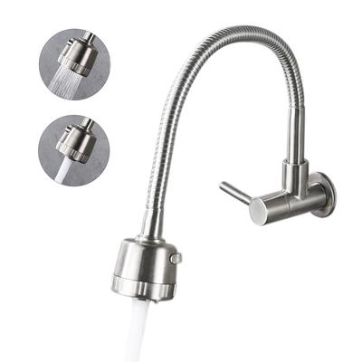 Wall-Mounted Kitchen Faucets 2 Water Modes High Arc Single Handle Bathroom Sink Faucets Stainless