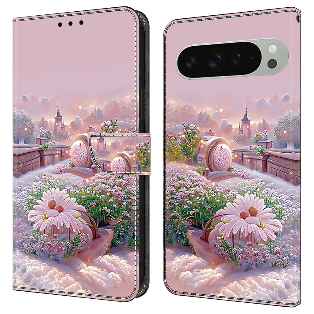 For Google Pixel 9 Pro XL Case Pattern Printing Anti-Drop Leather Flip Wallet Phone Cover