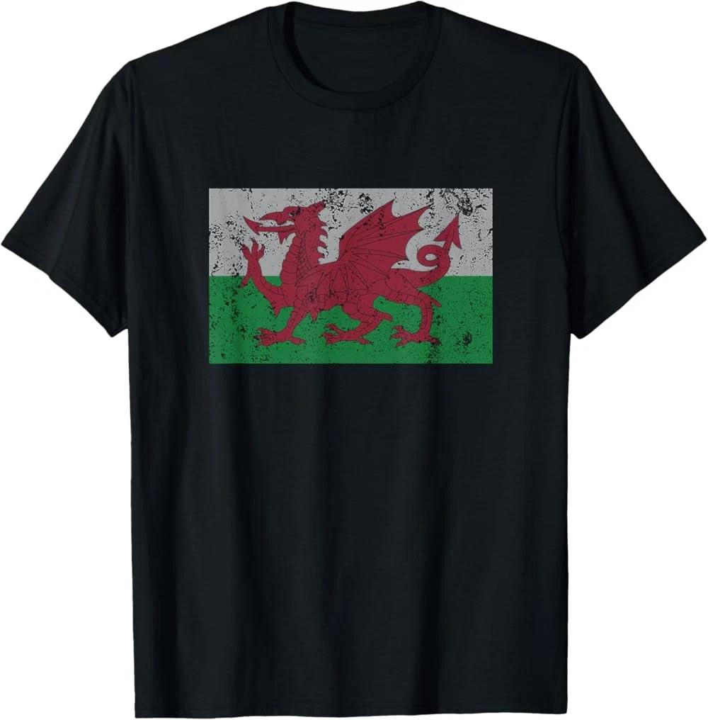 Wales Flag Welsh Dragon Baner Cymru Y Ddraig Goch T-Shirt M