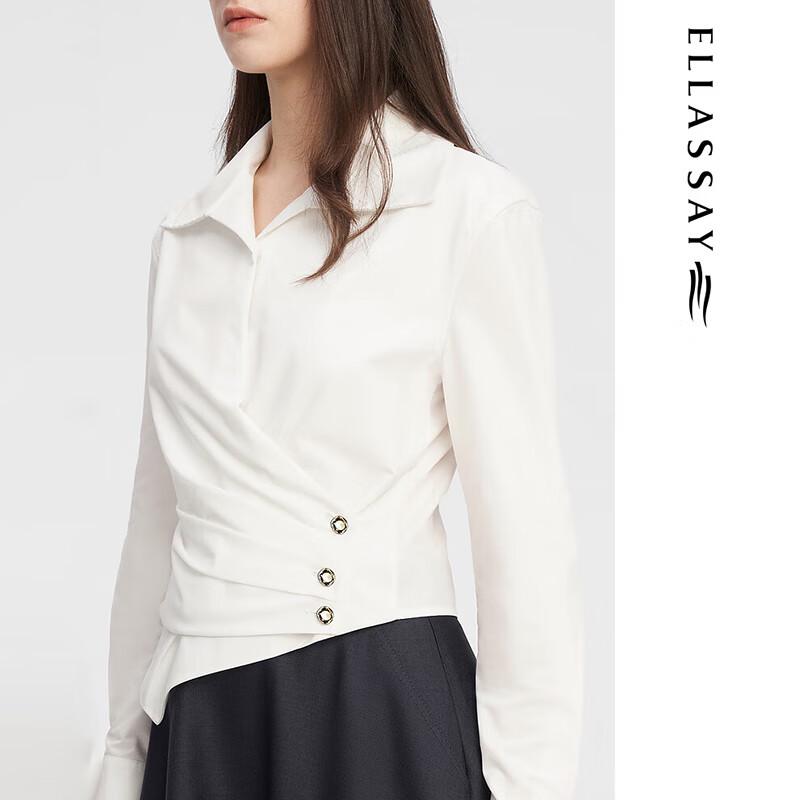 ELLASSAY Women s Irregular Pleated Acetate Blend Shirt S