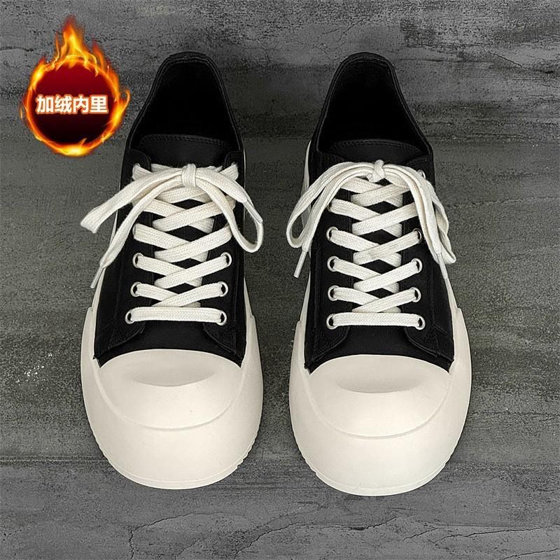 

Big head Derby shoes men s 2025 new platform heightening black and white velvet commuting daily casual fashion board shoes 46