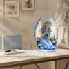 2D Flat Praying Angel Acrylic Sign, Floral Angel Figurine Table Ornament, Home Desktop Decorative Gift