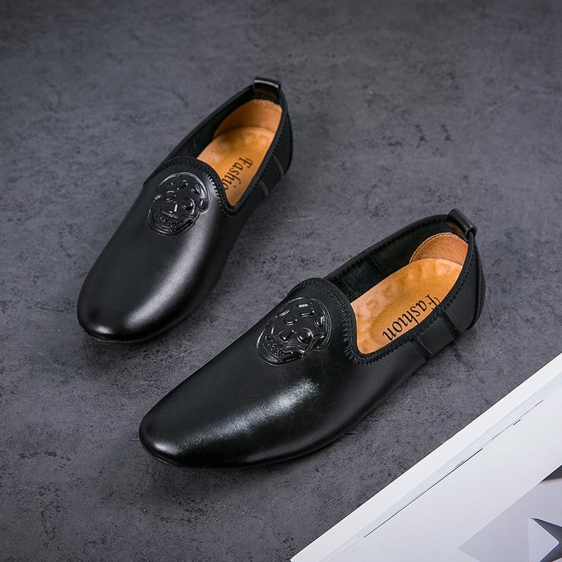 Genuine Leather Men's Slip On Footwear Punk Style Office Man Formal Shoes Wedding Party Men Dress Shoes Breath Loafers Moccasins