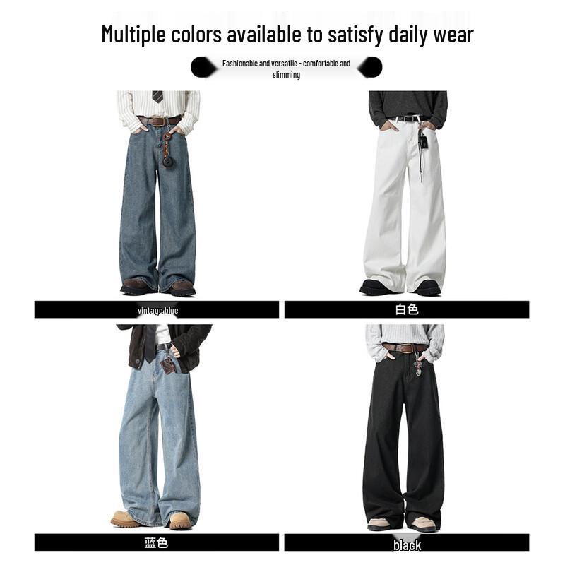 Men's Vintage Washed Wide-Leg Jeans