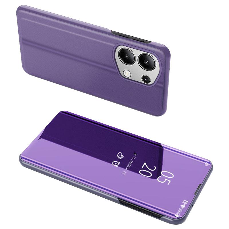 For Xiaomi Redmi Note 13 4G Case View Window Electroplating Leather Phone Cover Stand