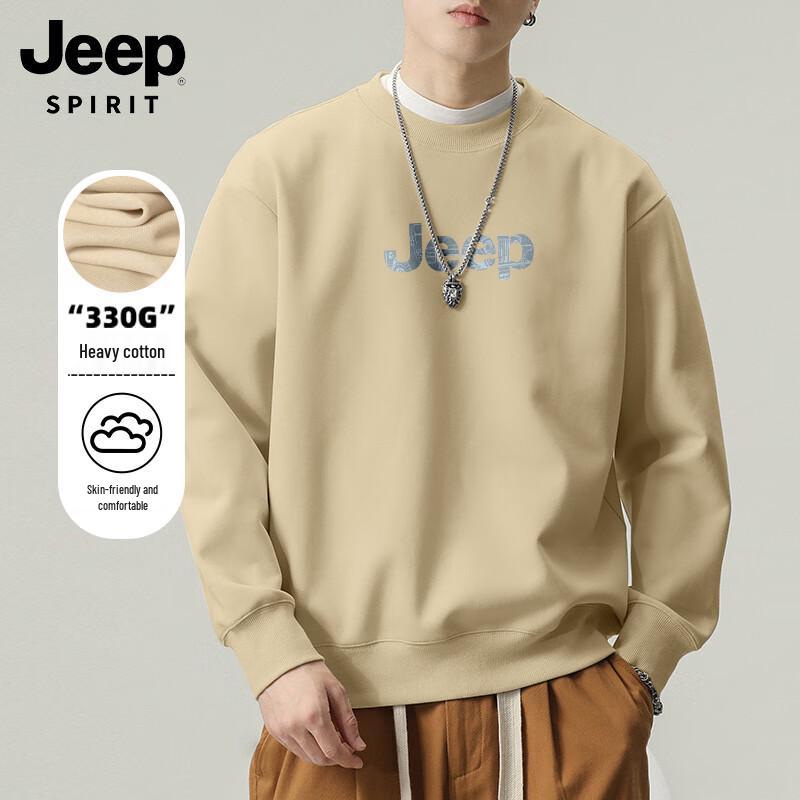 JEEP SPIRIT Men's Autumn Casual Loose Fit Crew Neck Pullover Sweatshirt