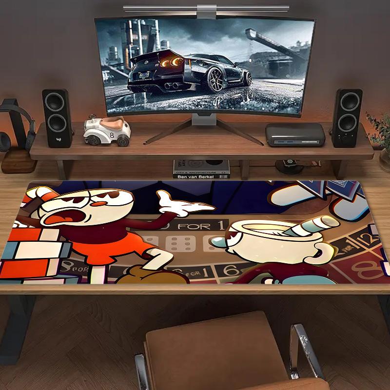 Cuphead Print Cushion Non-slip Laptop Tablet Big Mousepad XXL Mat Mini PC Playmat With Lock edge
