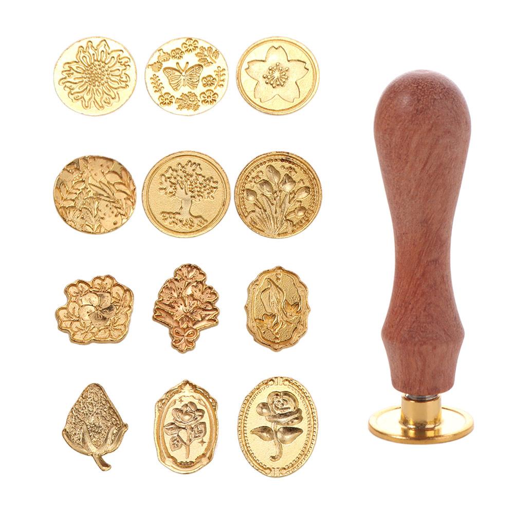 8/10/12 szt. Zestaw głowic stempli do pieczęci woskowych o różnych kształtach Retro Mosiężne głowice Zestaw do pieczęci woskowych Ślubna impreza
