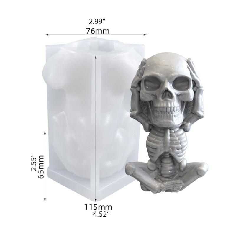 Flexible Resin Mold Skull Shape Ornament Molds Easy Releasing Silicone Texture for Epoxy Creative Table Decorations